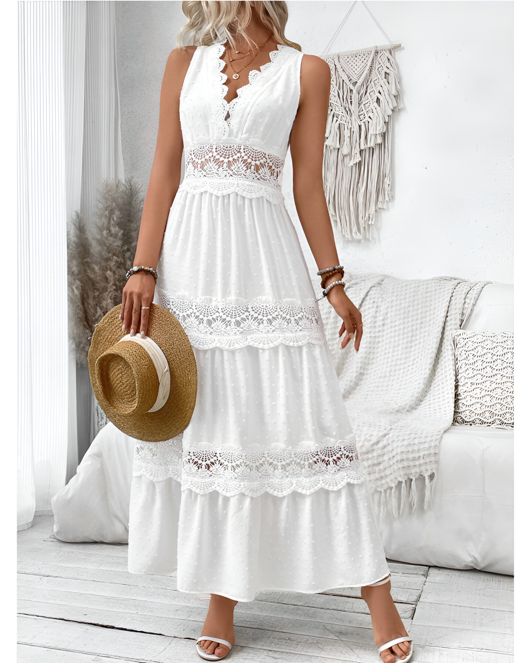 Calypso Lace V-Neck Cami Dress