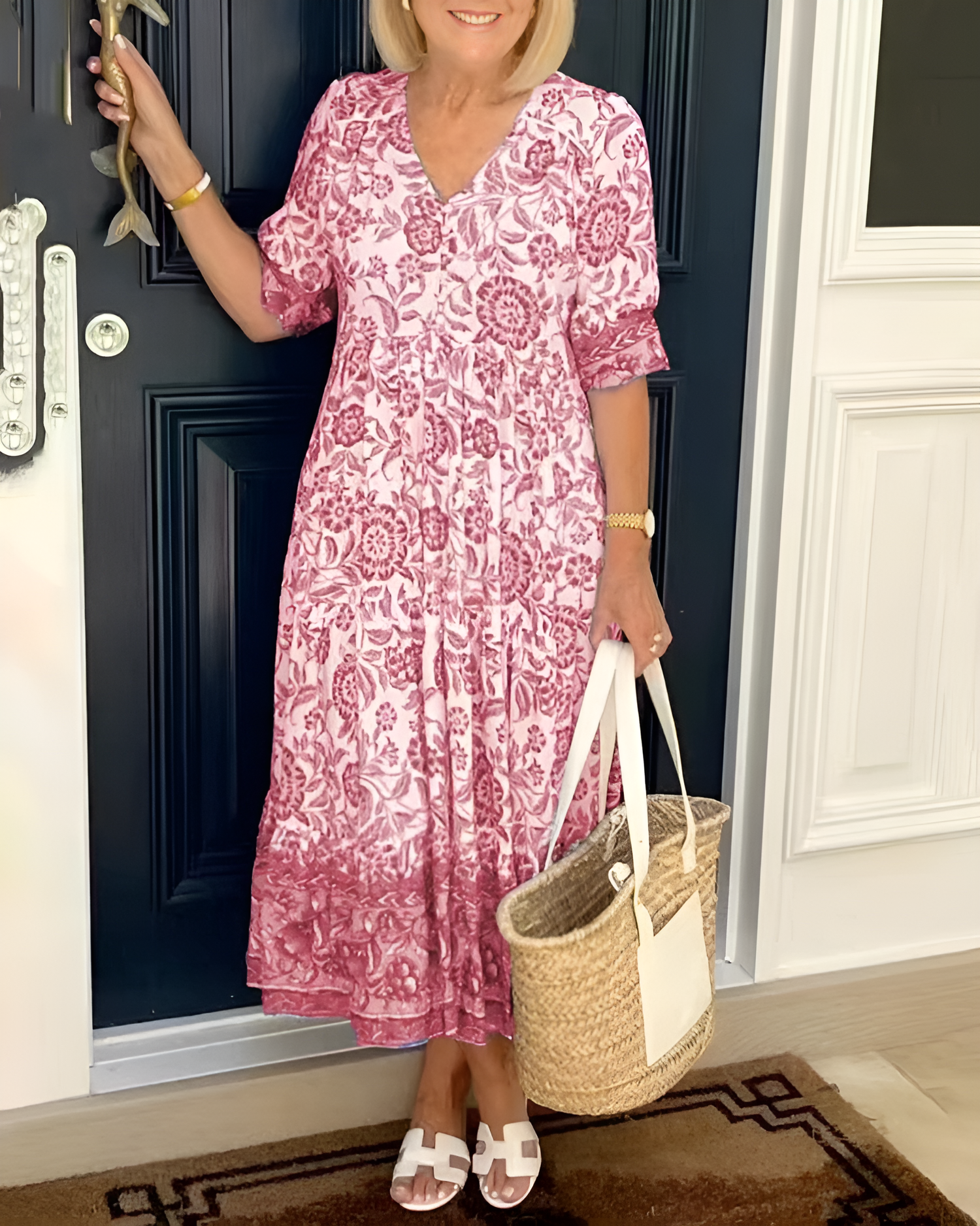 ARIANA Elegant Floral Dress with V-Neck