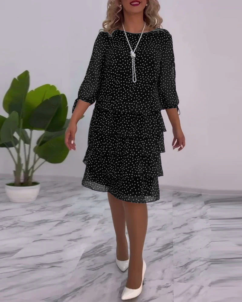 ARYANA Polka Dot Layered Dress