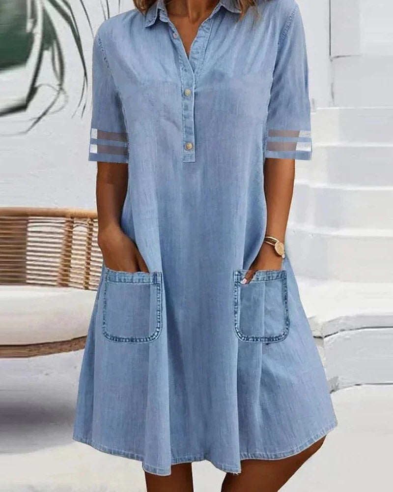 NOVA  Light Denim Pocket Shirt Dress