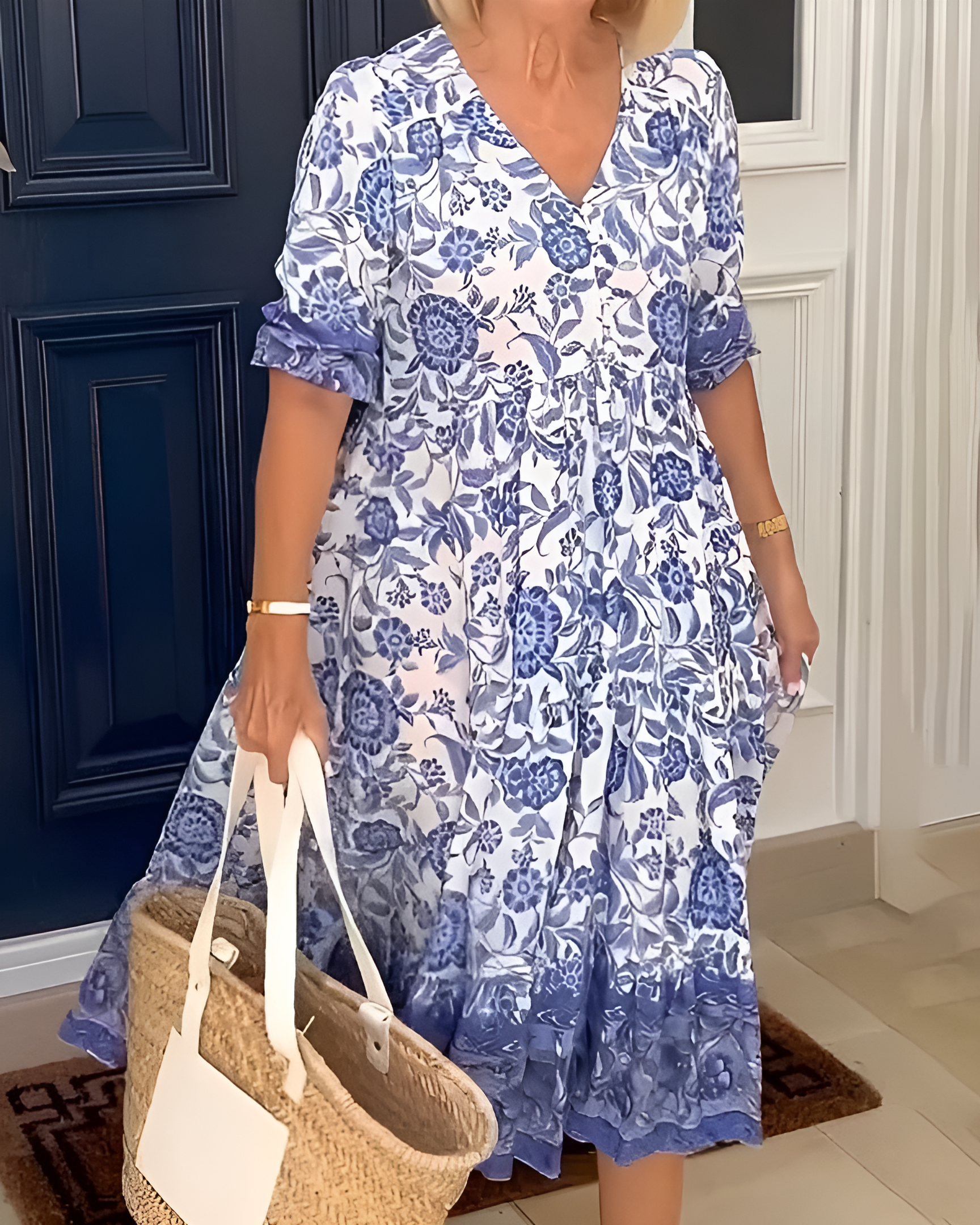 ARIANA Elegant Floral Dress with V-Neck