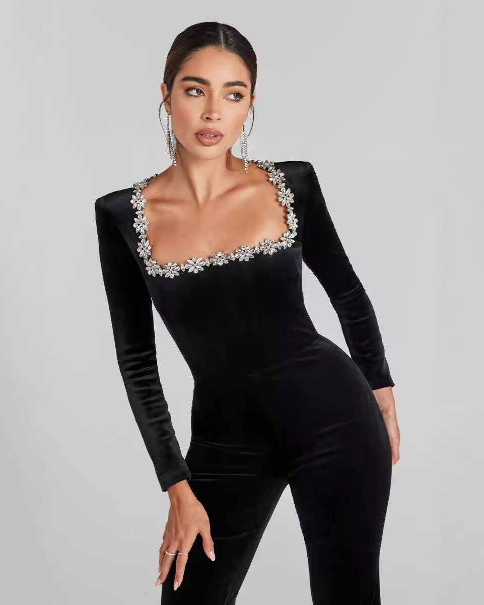 SOSANA Elegant Embellished Jumpsuit