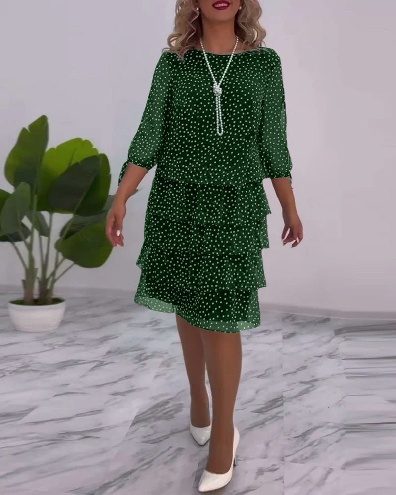 ARYANA Polka Dot Layered Dress